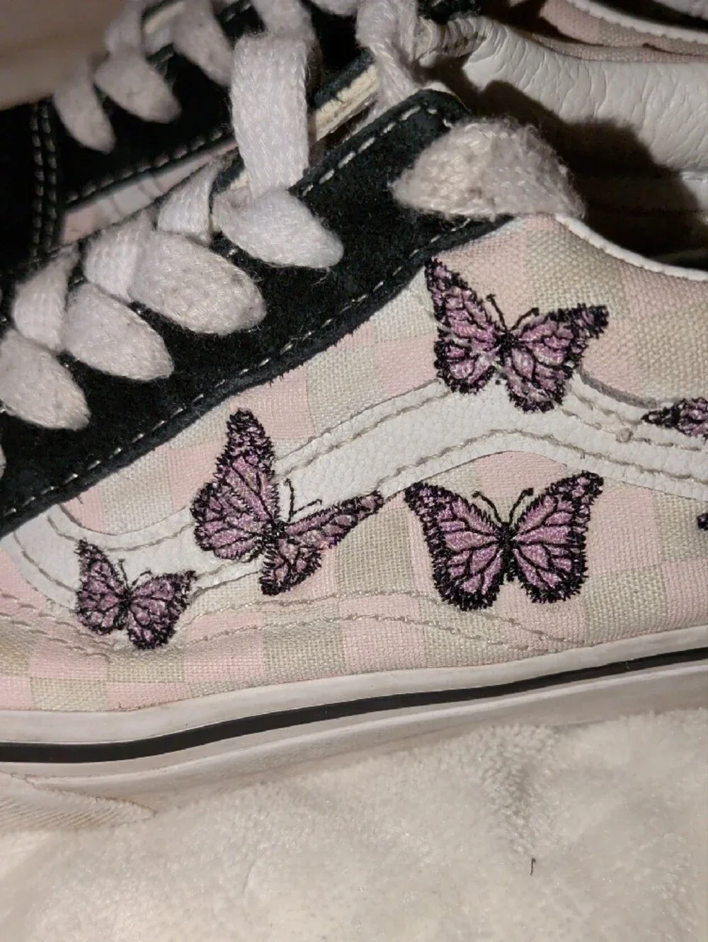 Vans Old Skool Butterflies Skate Shoe - Big Kid - Black / Lilac Mist